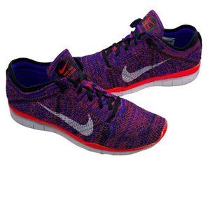 NIKE Free TR Flyknit Sneakers Shoes Sz 7.5 Purple Blue Neon Running Athletic